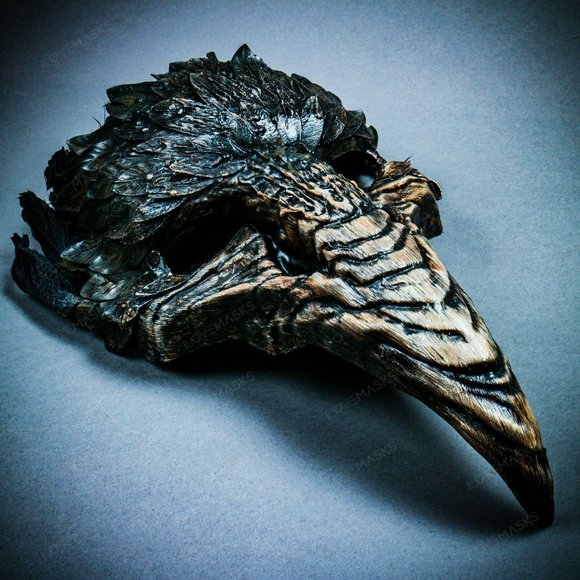 Halloween Brown Bird Curved Nose Feather Plague Do - Picture 7 of 9